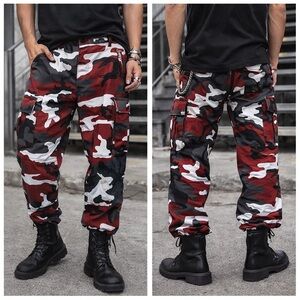 Backbone Red Black White‎ Camo Cargo Pants Jogger Style XL
